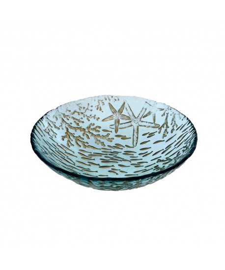 Bol en verre bleu mer 20x20x6cm
