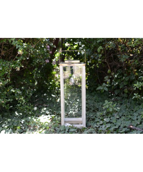 Large square glass lantern 25x25x71cm