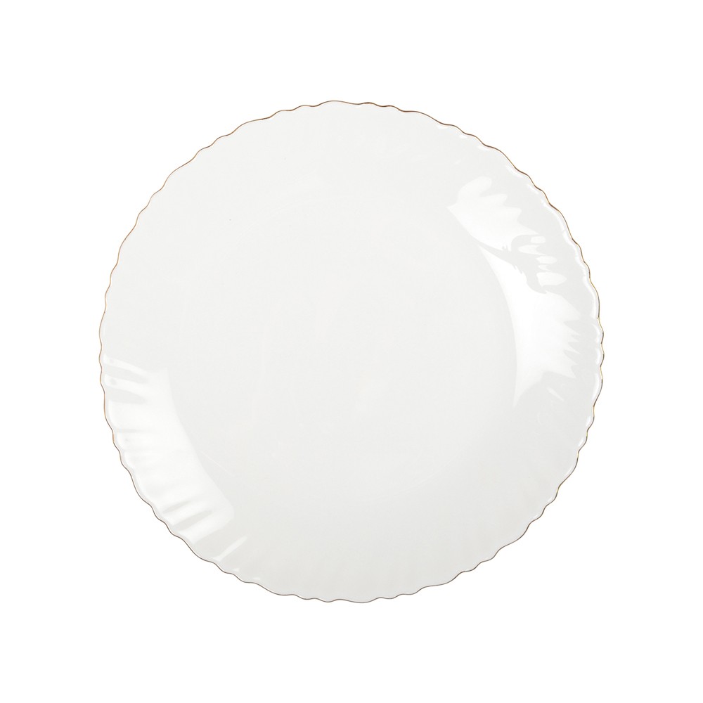 Assiette plate blanche bord doré