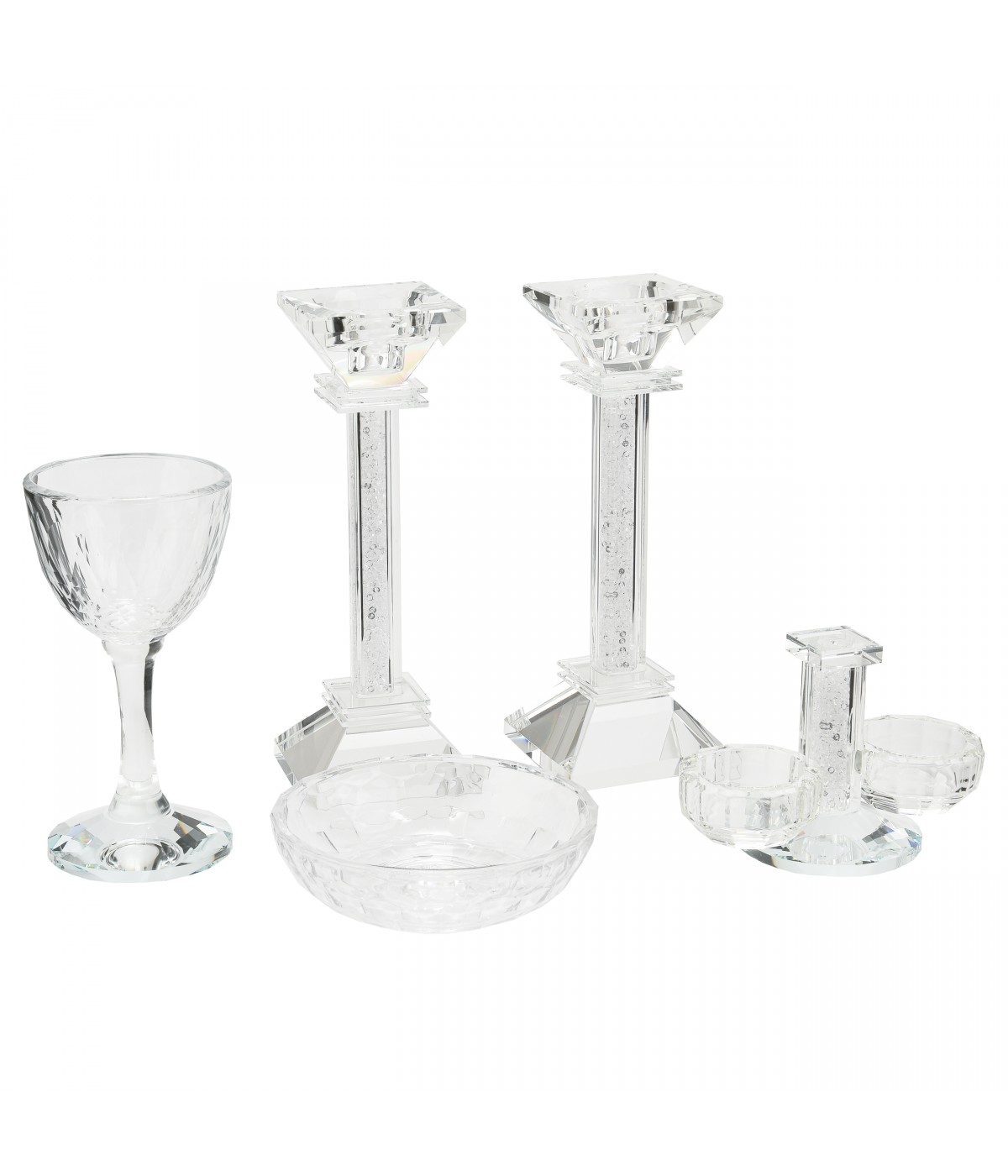 Kiddush glass box Shabbat salt bowl and candle holder
