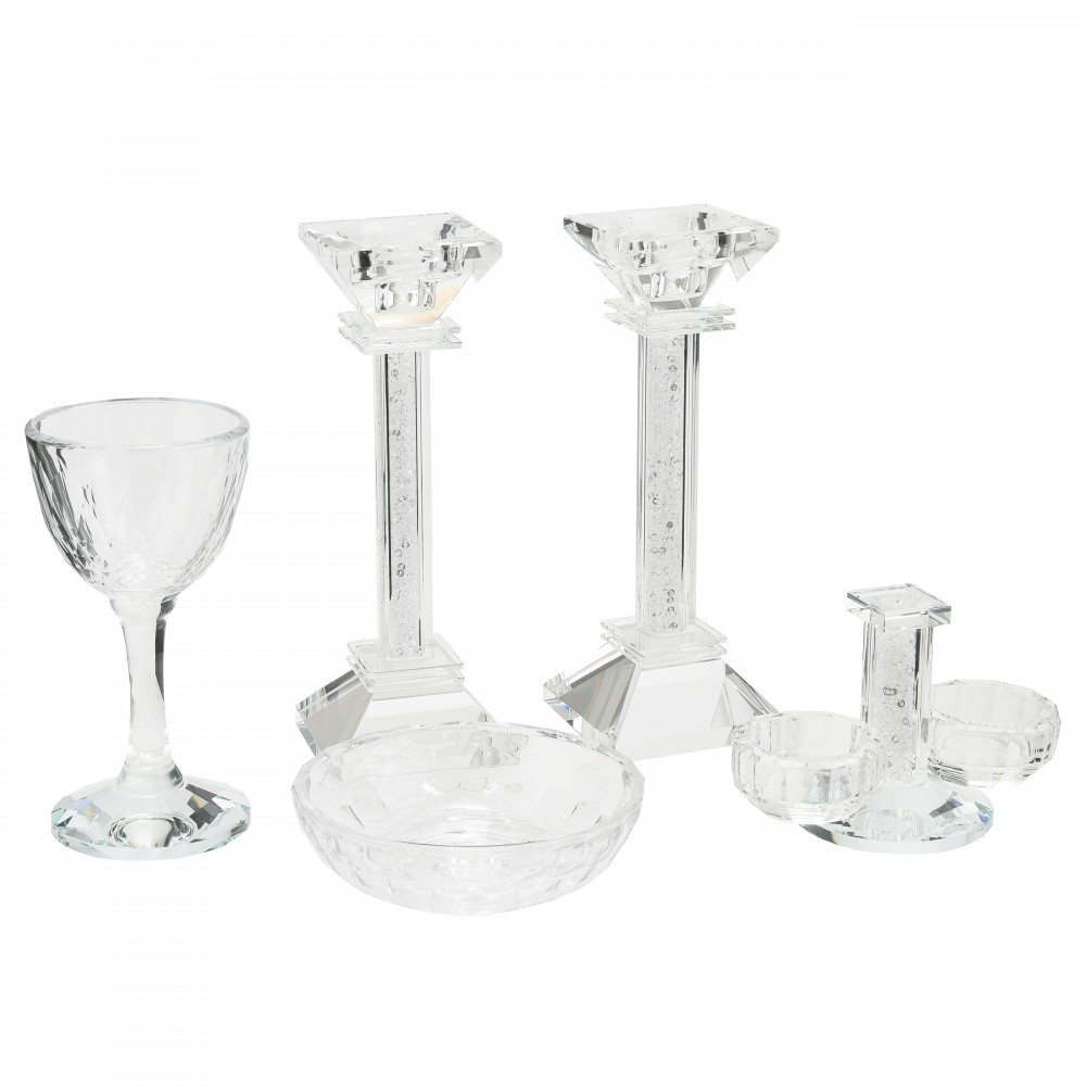 Kiddush glass box Shabbat salt bowl and candle holder
