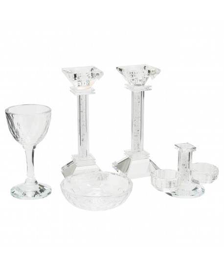 Kiddush glass box Shabbat salt bowl and candle holder