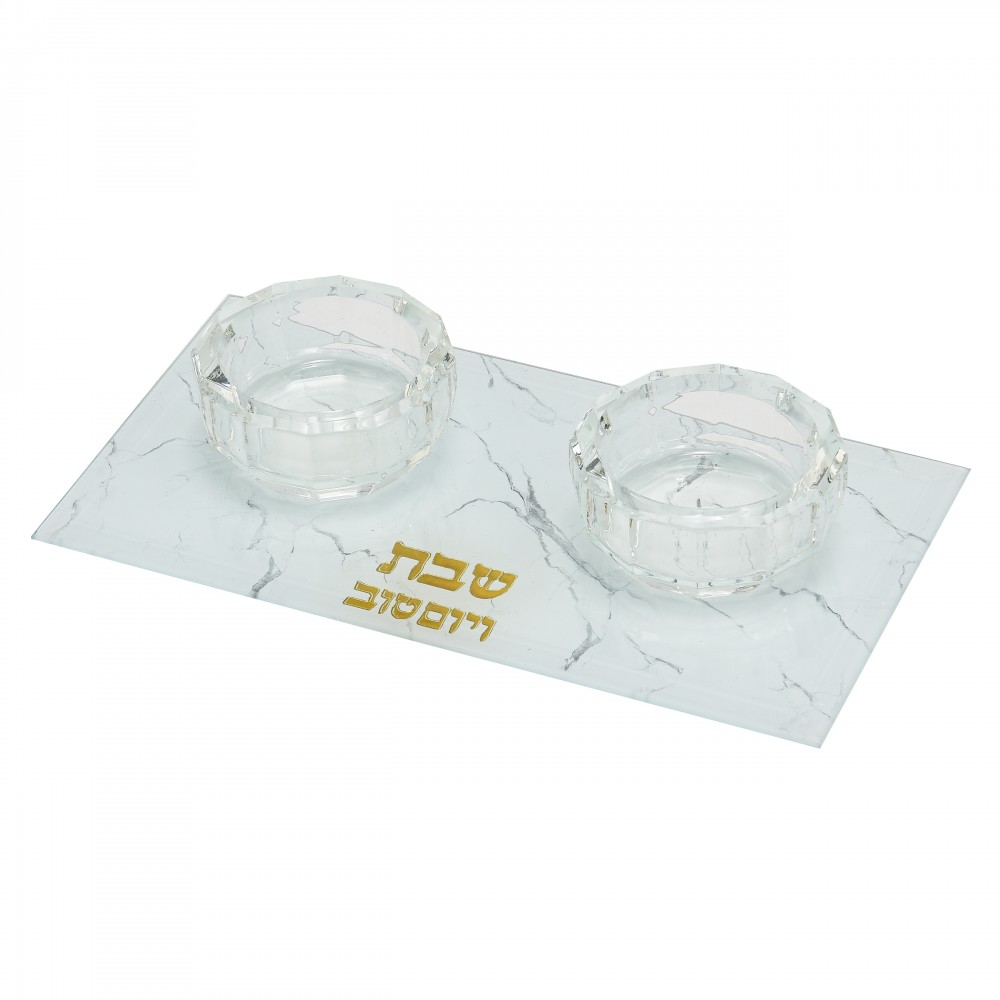 Double gold candleholders 9x17cm