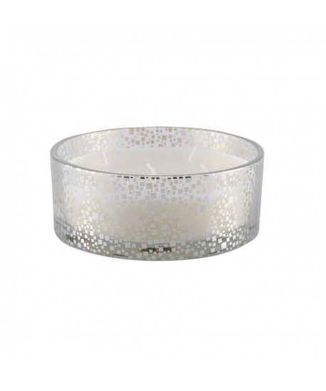 Bougie vanille pot en verre argent