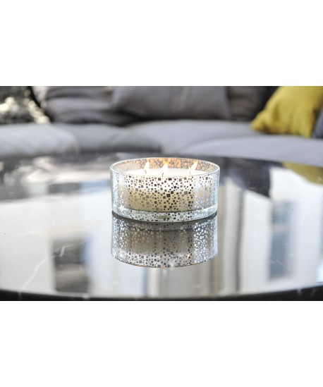 Bougie vanille pot en verre argent