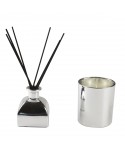 Coffret bougie & parfum d'ambiance argent parfum frésia