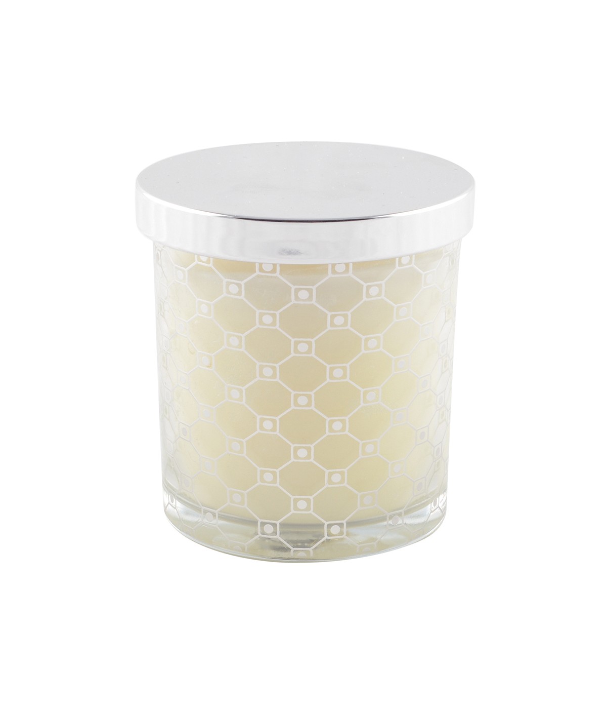Silver musk candle with lid 7.8x8.2cm