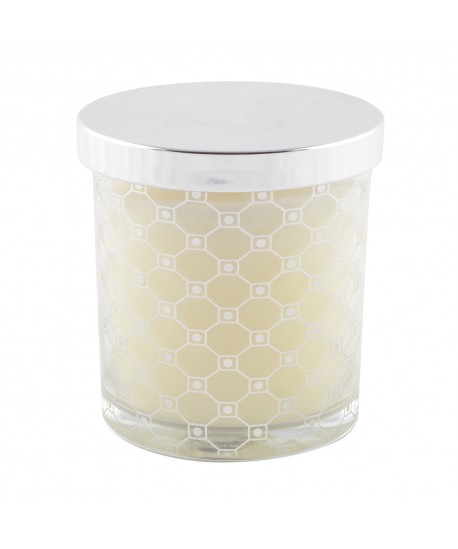 Silver musk candle with lid 7.8x8.2cm