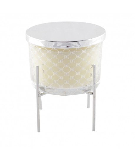 Bougie parfum patchouli avec bougeoir argent