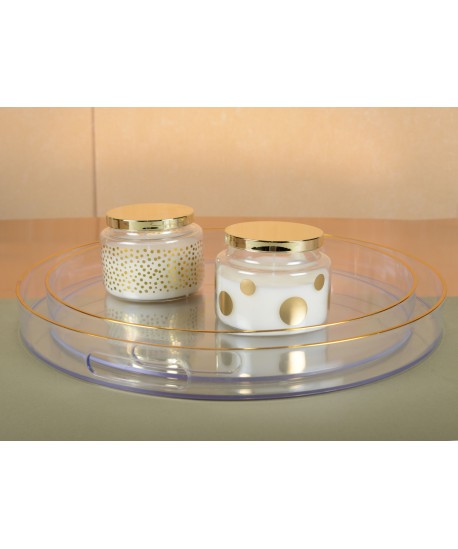 Round candle with small dots and golden cover sage scent