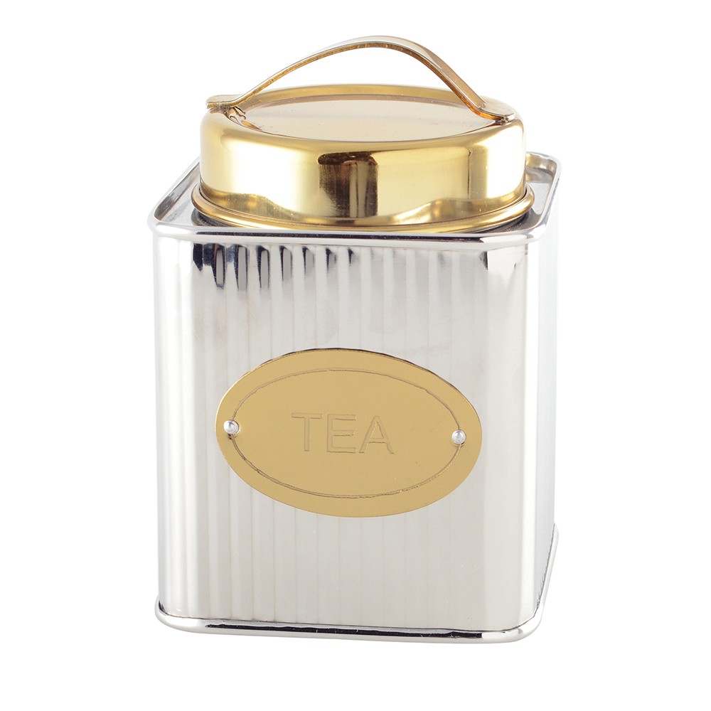Silver and gold tea box 10x10x10cm
