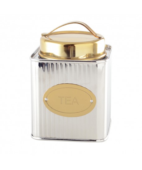 Silver and gold tea box 10x10x10cm