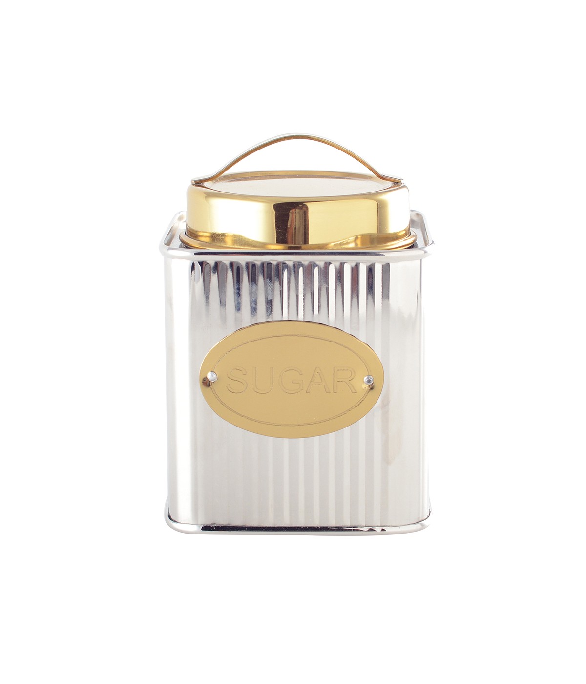 Boîte à sucre argentée et dorée 10x10x10cm