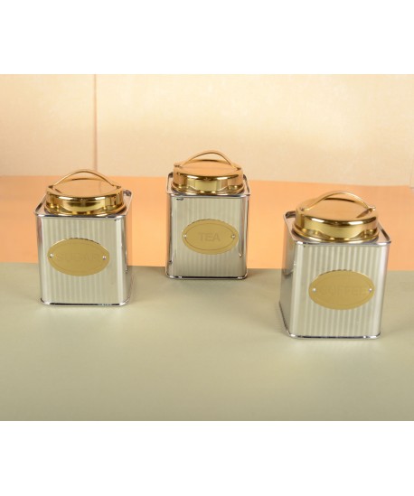Boîte à sucre argentée et dorée 10x10x10cm