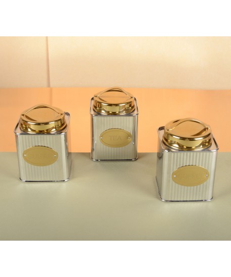 Boîte à sucre argentée et dorée 10x10x10cm