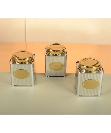 Silver and gold tea box 10x10x10cm