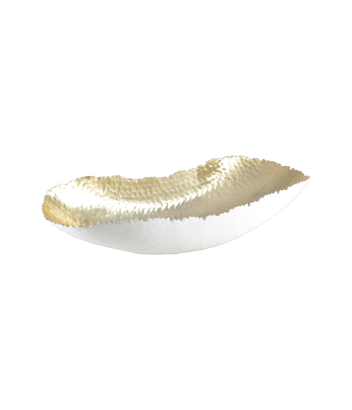 Coupe à fruits blanche et dorée martelée 47x18x10cm