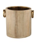 Seau à champagne en bois blanc métal doré 25x30x28cm