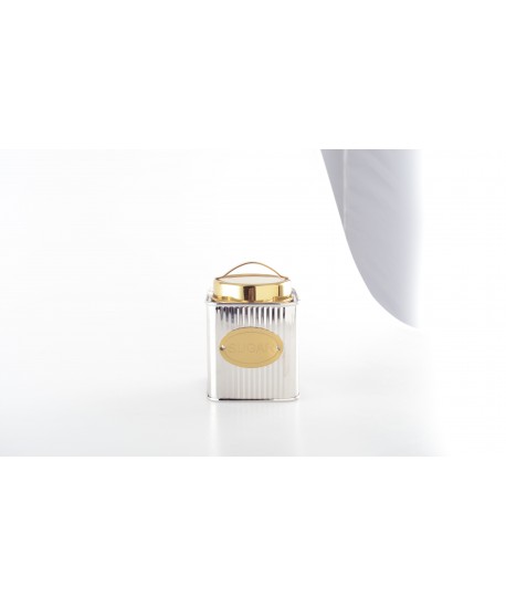 Boîte à sucre argentée et dorée 10x10x10cm