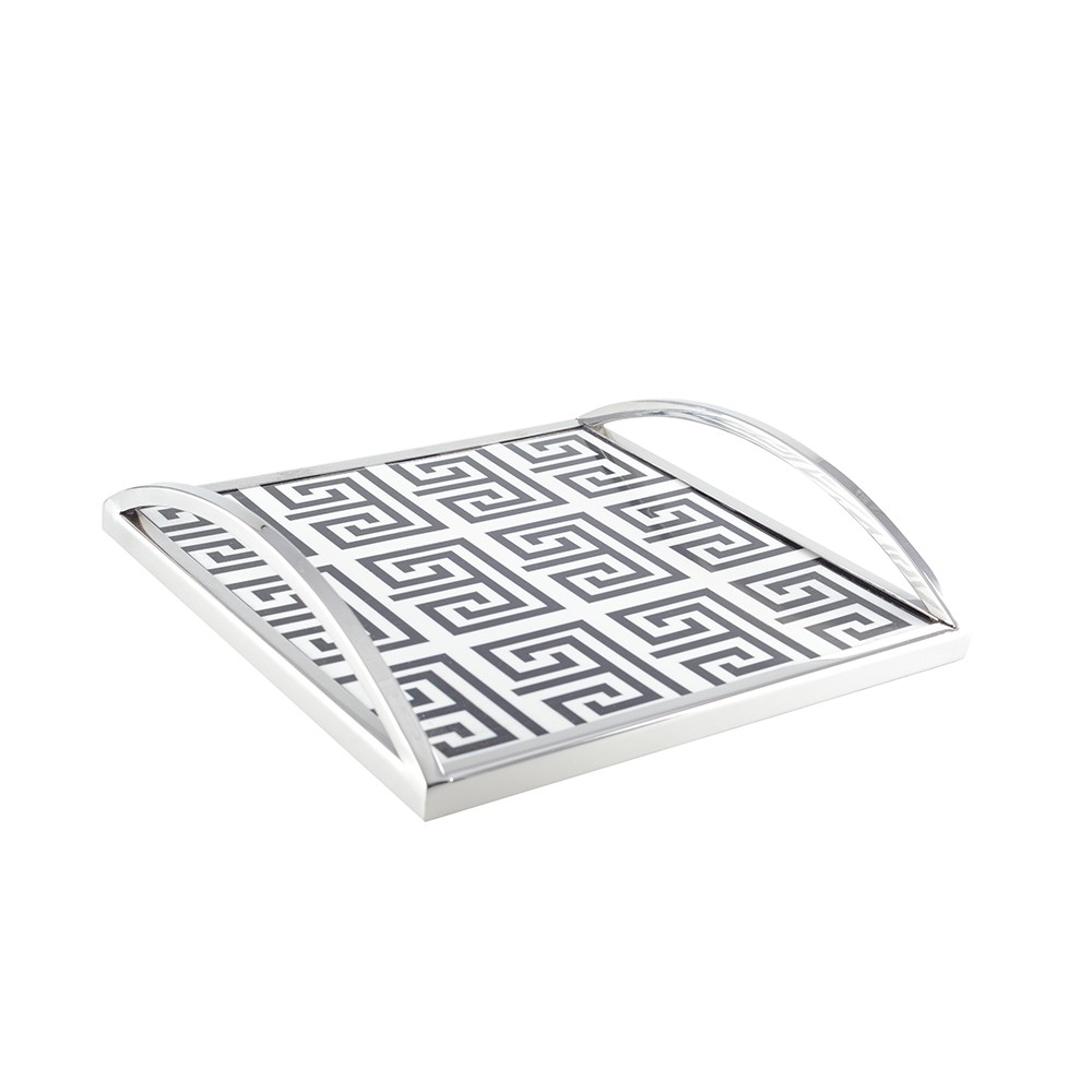 Plateau rectangulaire noir et blanc 30x30x6cm