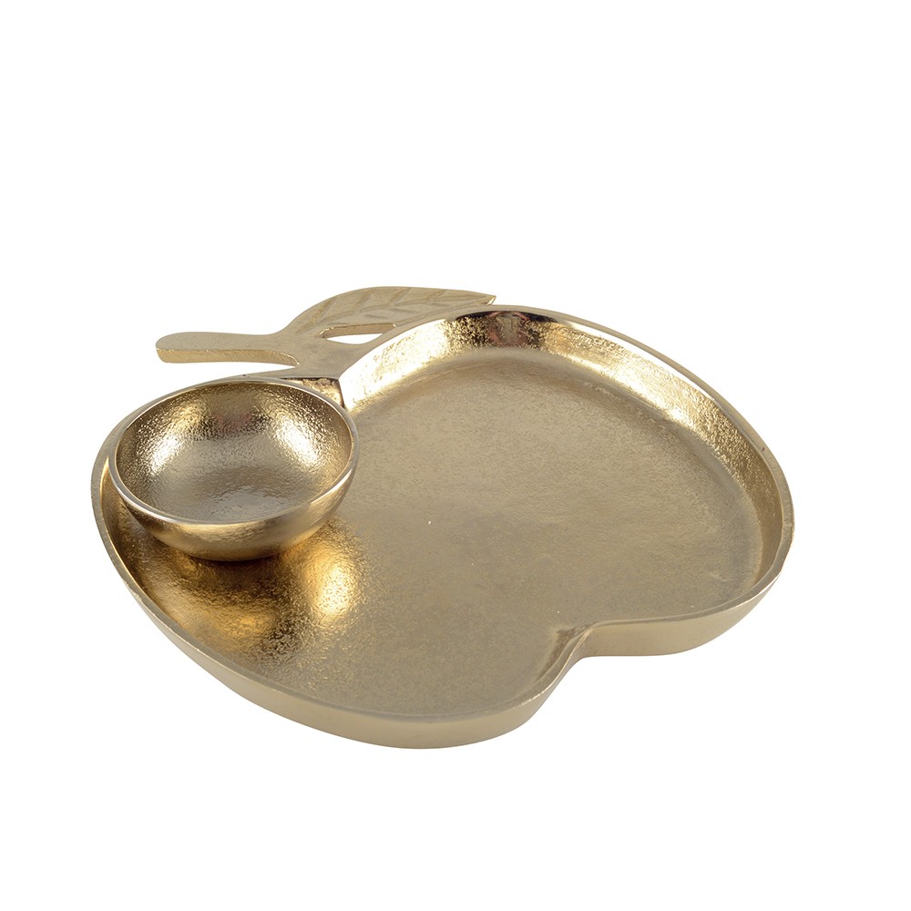 Gold apple tray with bowl 26.5x25.5x2cm