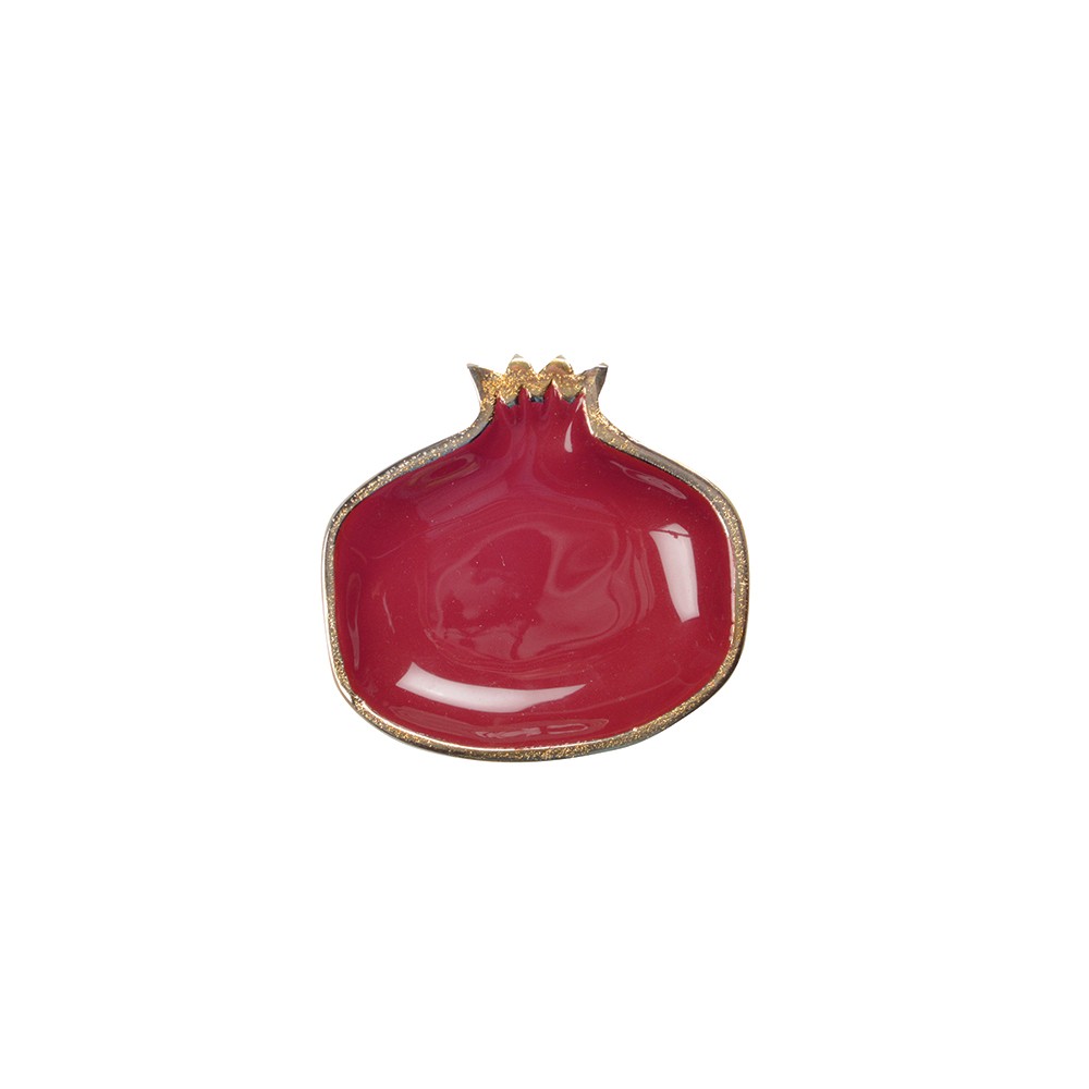 Coupelle grenade rouge avec bords dorés 11x11x1.5cm