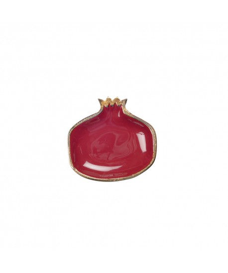 Coupelle grenade rouge avec bords dorés 11x11x1.5cm