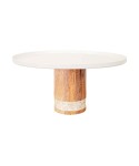 White tart platter on wood stand large model 30x30x15cm