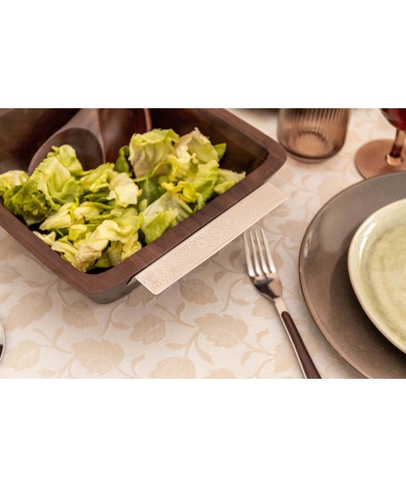 Saladier en bois avec poignées argent 25x25x8cm