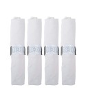 Lot de 4 ronds de serviettes métal argent design fleurs 5x5x2.5cm