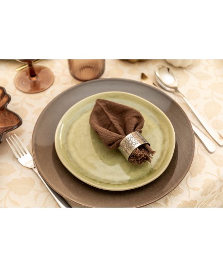 Lot de 4 ronds de serviettes métal argent design fleurs 5x5x2.5cm