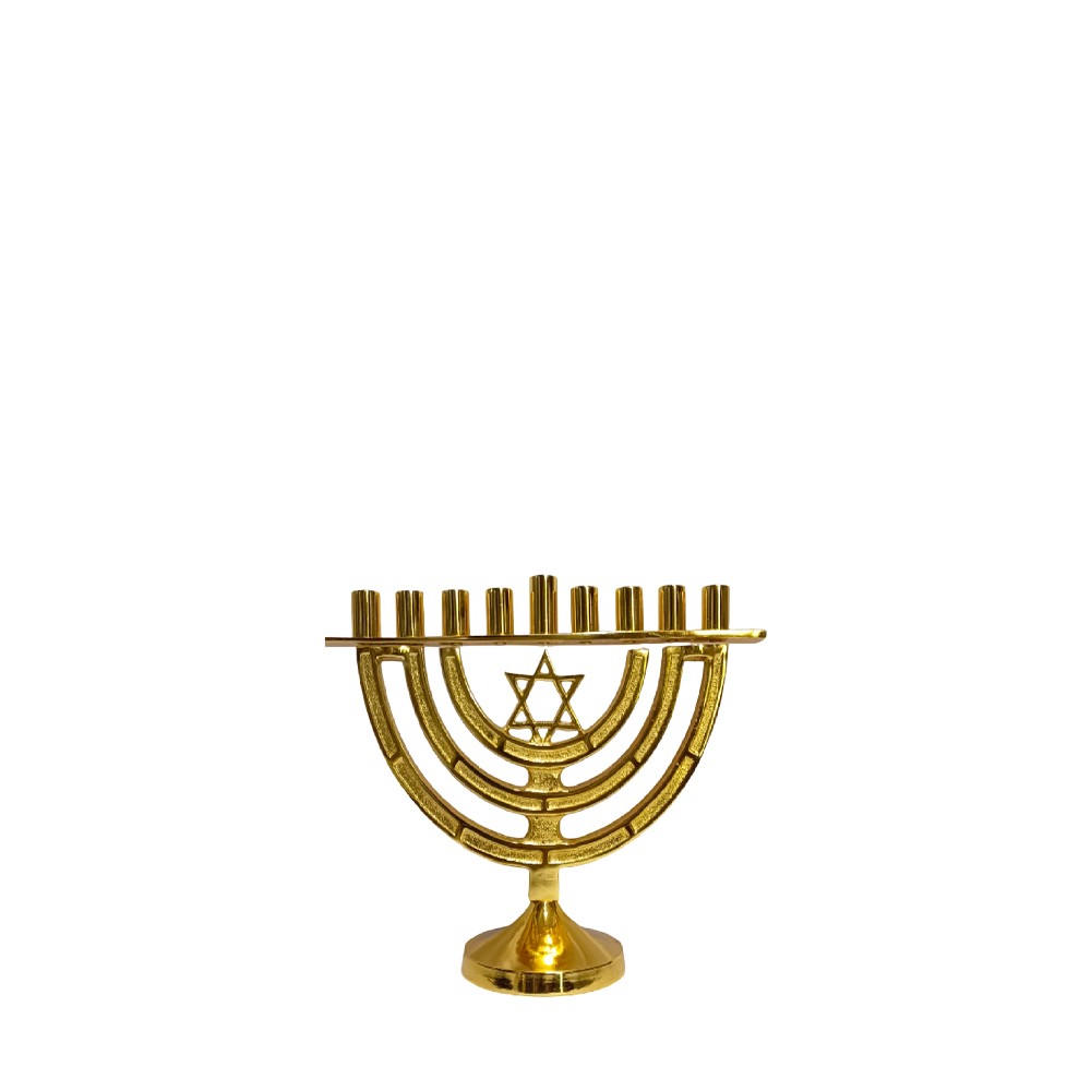 9-light gold-plated aluminum menorah h30cm