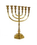 Menorah 7 feux dorée en aluminium h36cm