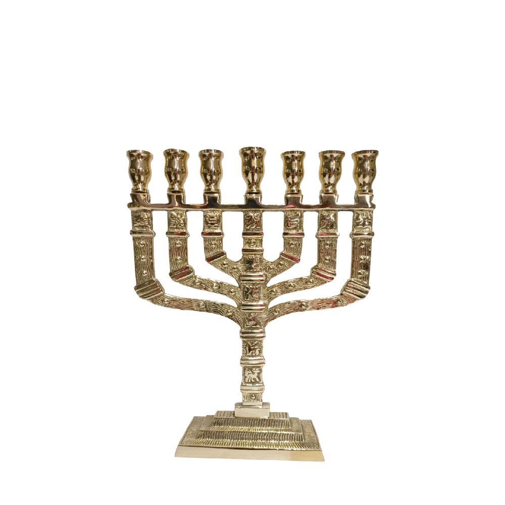 7-light golden metal menorah h23cm