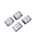 Lot de 4 ronds de serviettes métal argent design fleurs 5x5x2.5cm