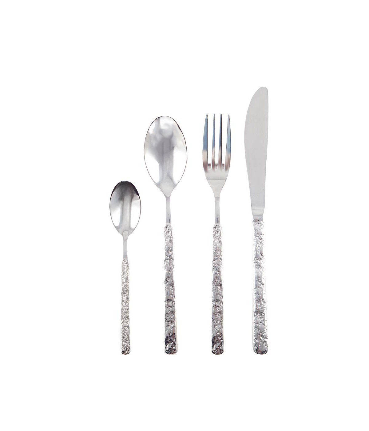 Hammered finish silver cutlery set - 24 pieces