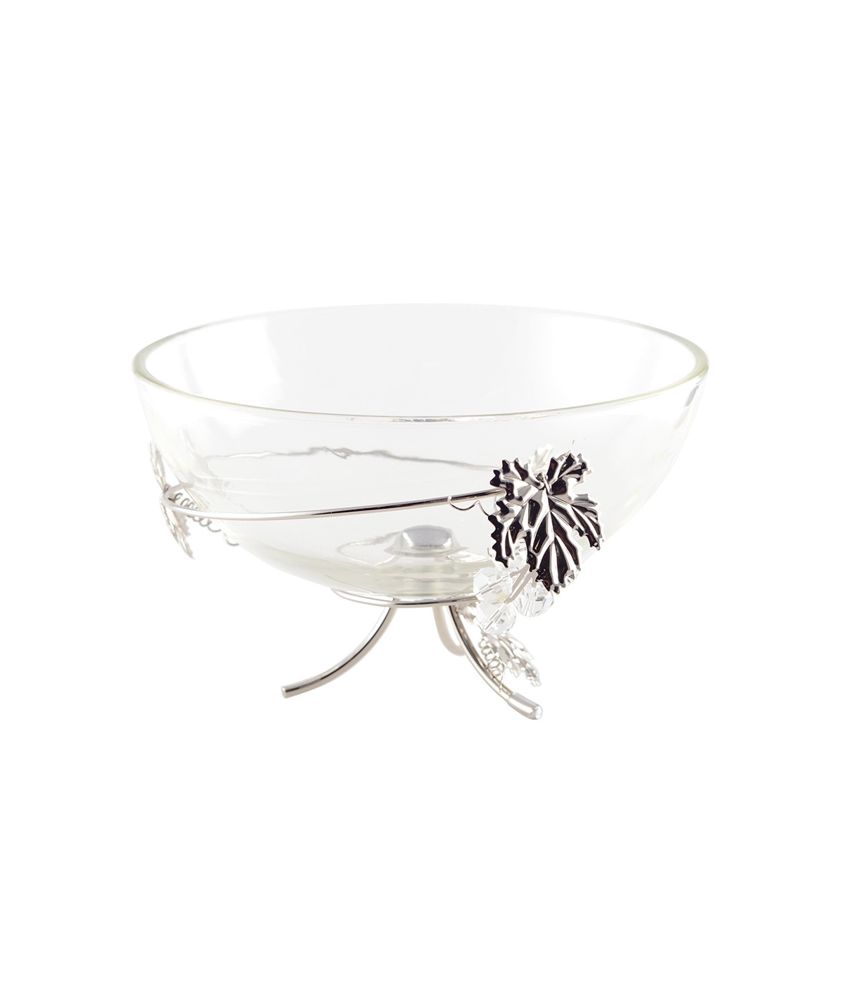 COUPE DECORATIVE ARGENT FEUILLE DE VIGNE 25X25X17CM