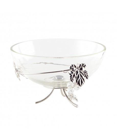 COUPE DECORATIVE ARGENT FEUILLE DE VIGNE 25X25X17CM