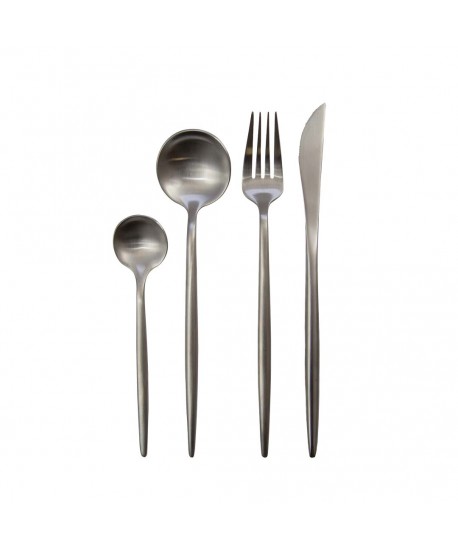Ménagère 24 pièces argent mat contours arrondis