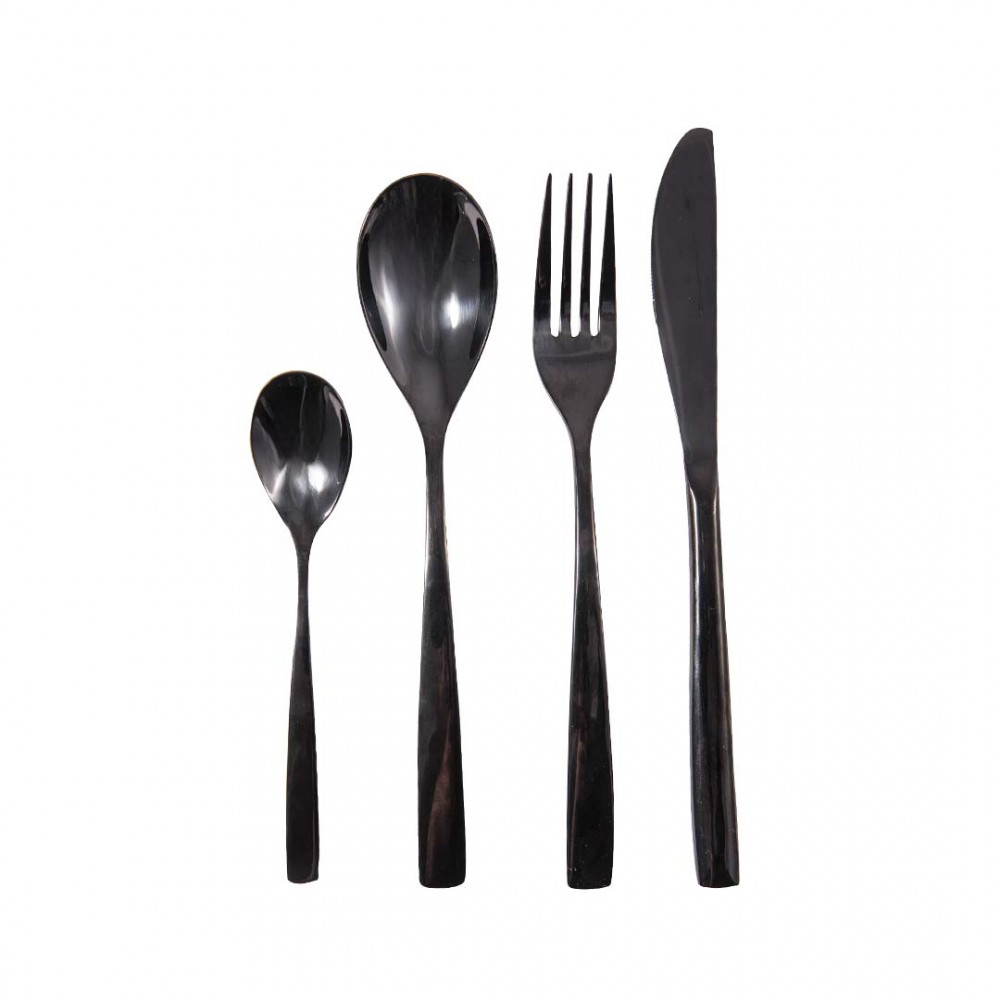 Shiny black cutlery set - 24 pieces