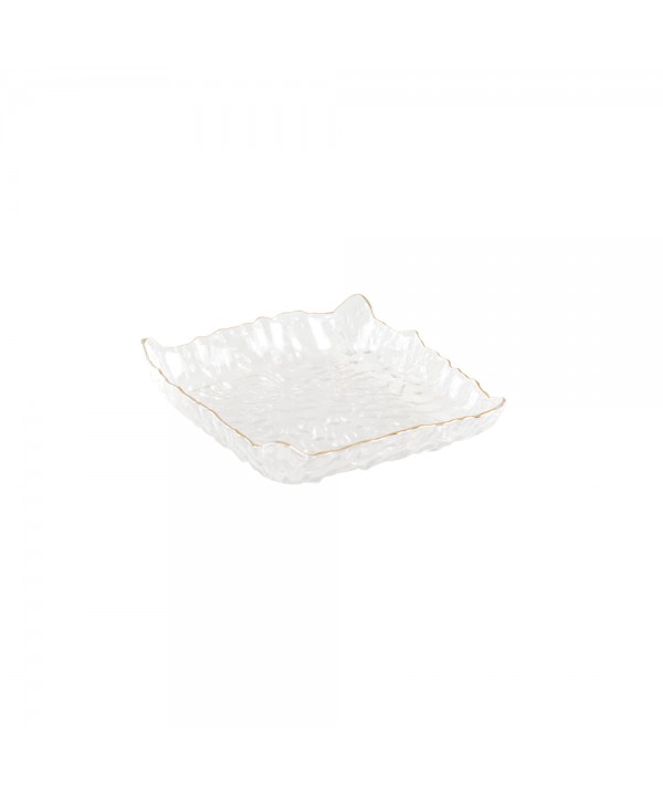 Square glass dish with gold rim 15.5x15.5x3.5cm