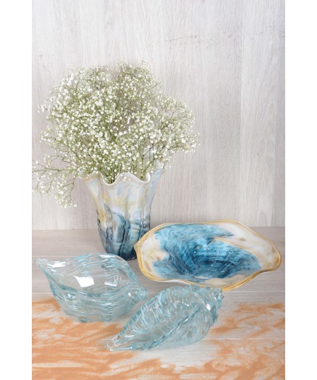Ocean blue shell bowl 27.5x12.5x15cm