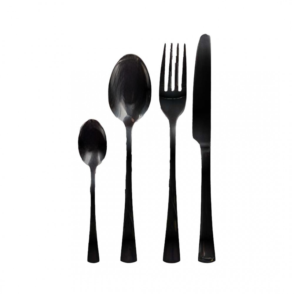 Shiny black cutlery set - 24 pieces