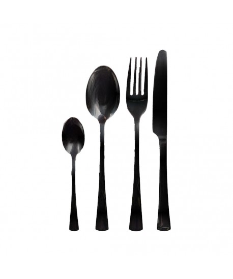 Shiny black cutlery set - 24 pieces
