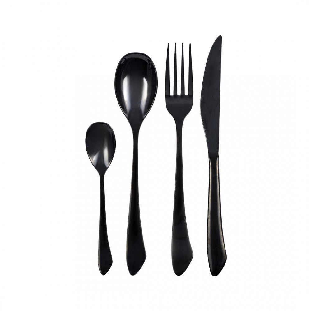 Ménagère 24 pièces noir brillant