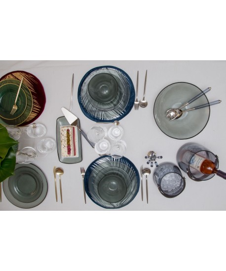 Matte silver cutlery set with rounded edges - 24 pieces