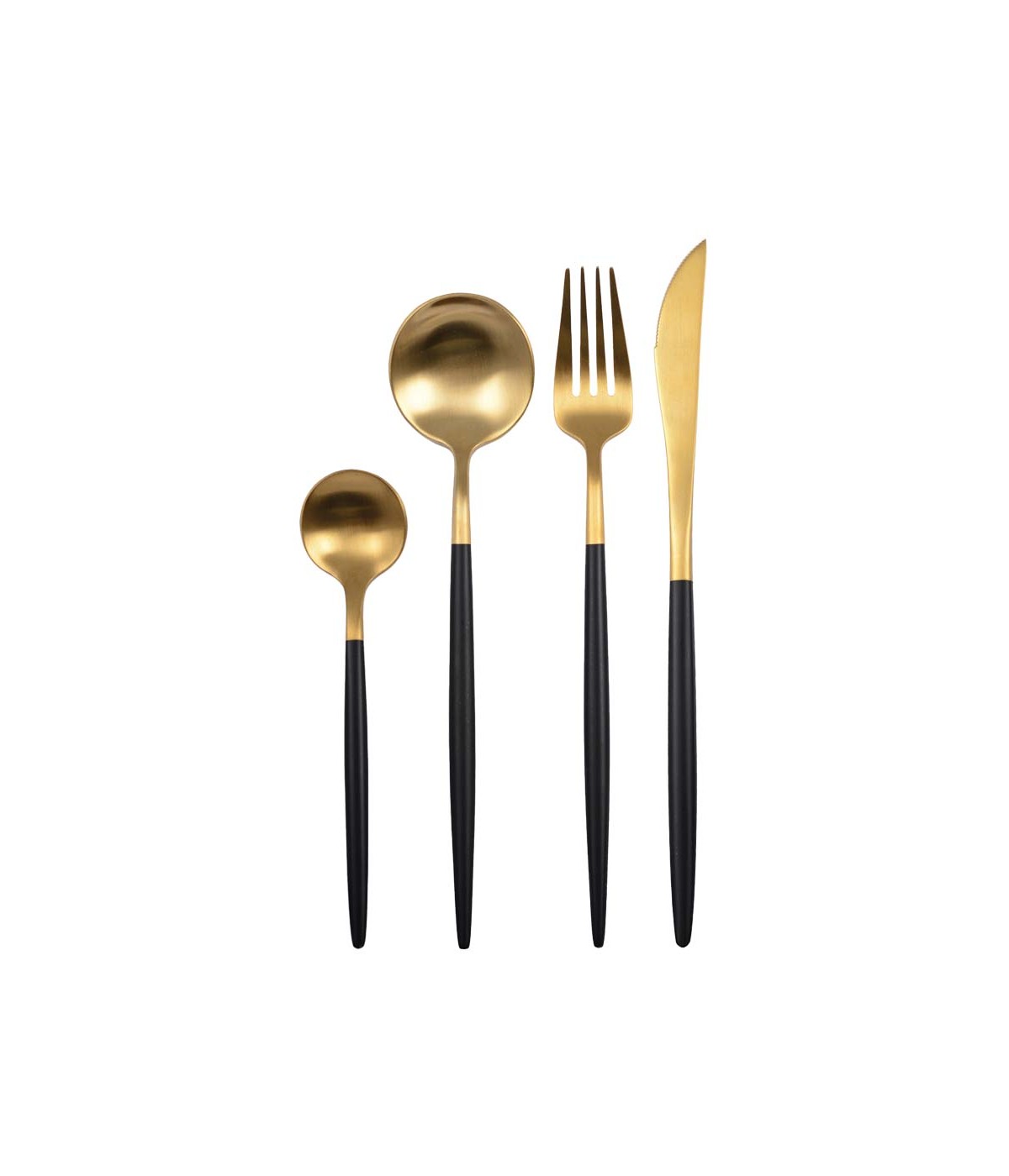 Gold and black cutlery set - 24 pieces