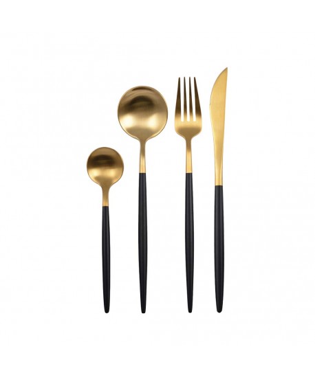Ménagère 24 pièces dorée et noire