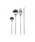 Ménagère 24 pièces argent et blanche