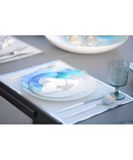 Ménagère 24 pièces argent et blanche